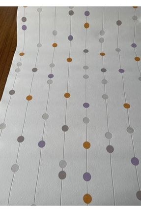 Beyaz Zemin Üzeri Turuncu-mor Desenli Ithal Vinly Duvar Kağıdı (5m²) 2085-52