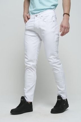 Oldtime Slim Fit Likralı Erkek Beyaz Jean Pantolon oldtime2169
