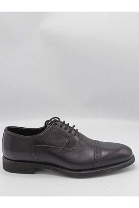 New Bota Hakiki Deri Siyah Bağcıklı Erkek Klasik Ayakkabı iskerkklas00176