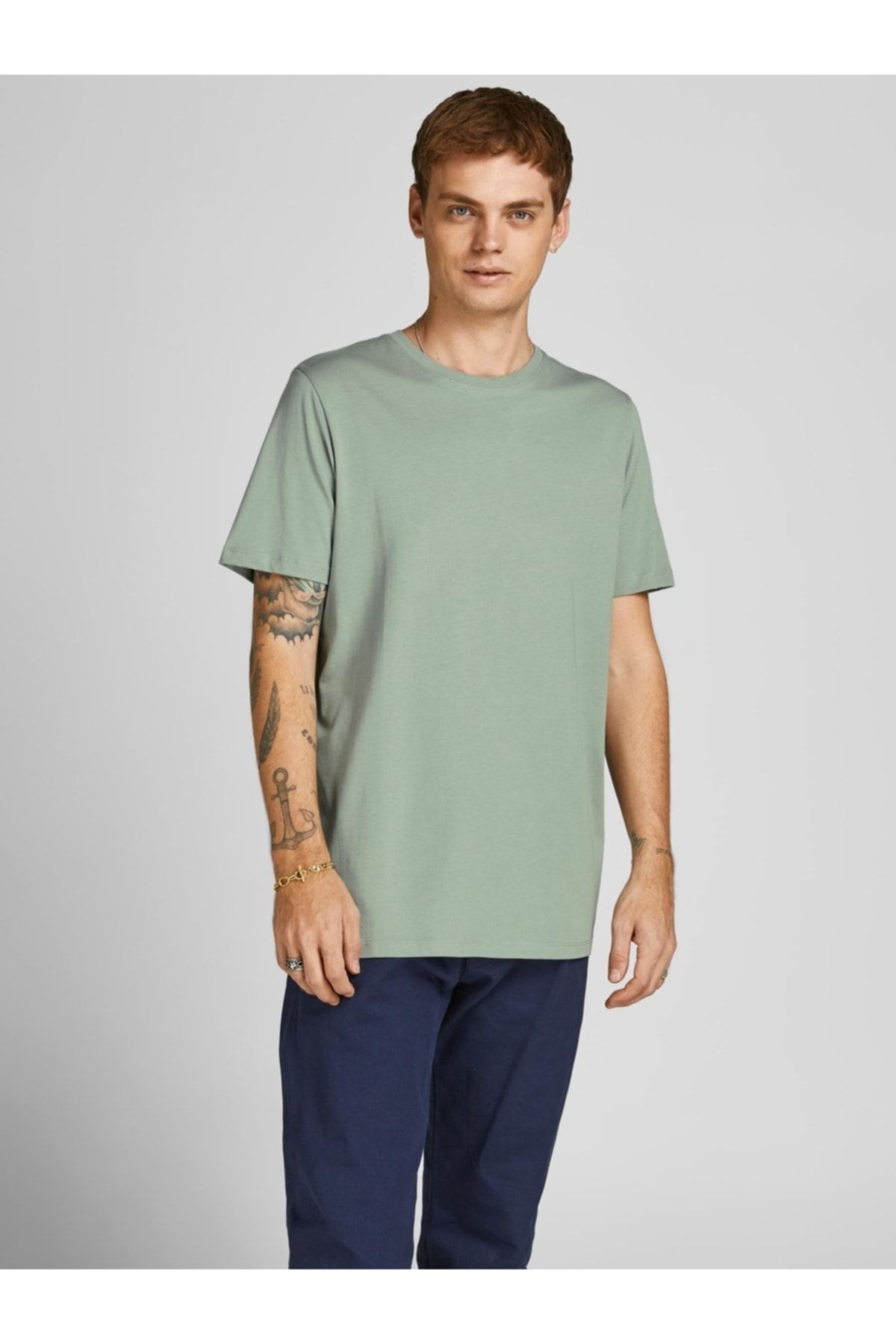 تی شرت خاکستری مردانه Jack Jones اصلی جک جونز ارگانیک 12156101 Jack & Jones