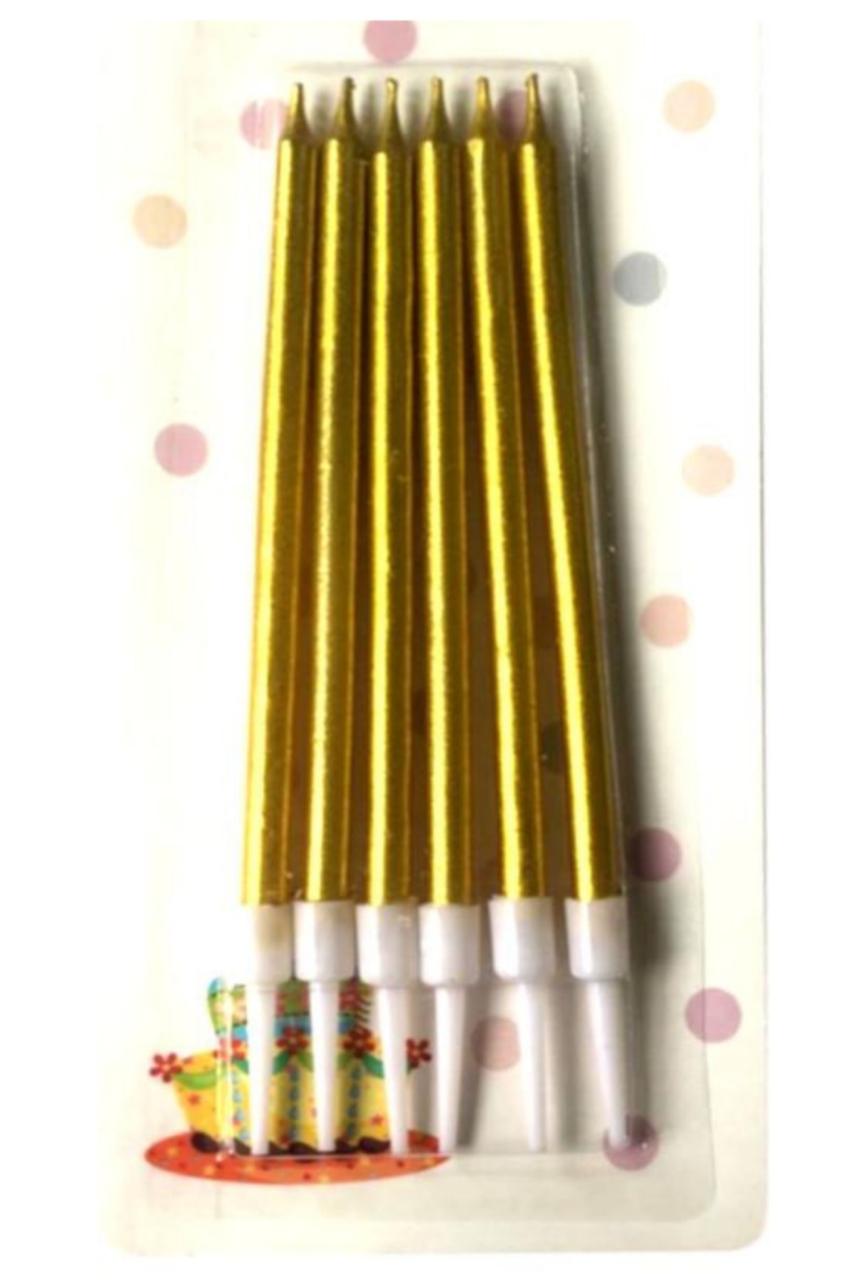 ELGALA Pasta Mumu 6'lı Ince Mum 13 Cm Altın Renk