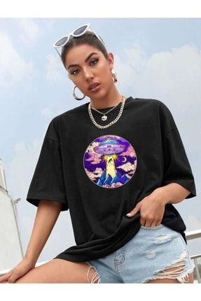 Unisex Oversize Gezegen Siyah Tshirt Gezegens1