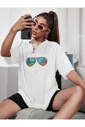 Unisex Oversize Summer Gözlük Beyaz Tshirt Sımmerr1