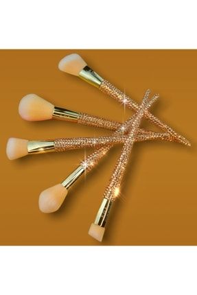 5'li Diamond Gold Özel Kristal Taşlı Büyük Yüz Makyaj Fırçası Seti Süslü Profesyonel Makeup Brushes E1120