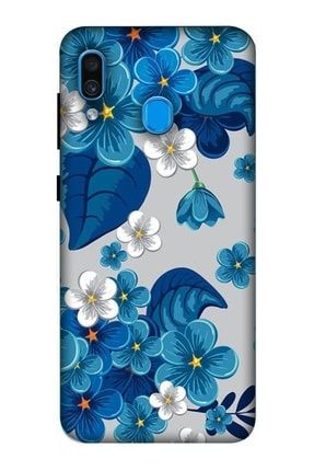 Samsung Galaxy A20 Uyumlu Kılıf Baskılı Mavi Çiçekler Desenli A++ Silikon - 8835 Samsung A20 Kılıf Zpx-Ket-023