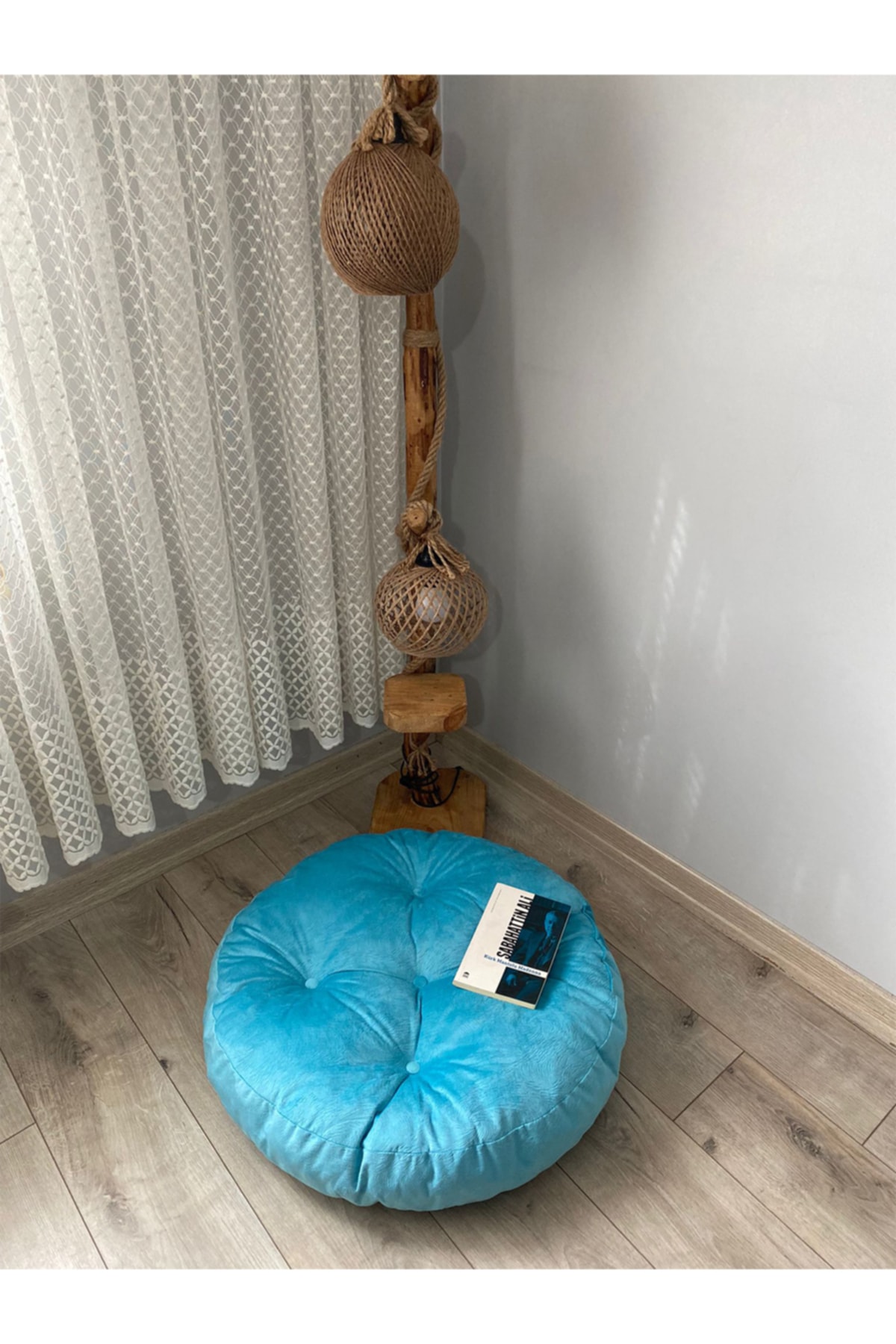Lavinia Puf Yer Minder Yer Puf yuvarlak turkuaz