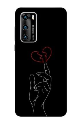 Huawei P40 Uyumlu Kılıf Baskılı El Kırık Kalp Desenli A++ Silikon - 8851 Huawei P40 Kılıf Dst-Ket-024