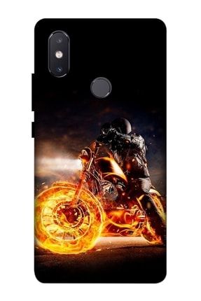 Xiaomi Mi 8se Uyumlu Kılıf Baskılı Ateş Motosiklet Desenli A++ Silikon - 8830 Xiaomi Mi 8Se Kılıf Dst-Ket-022