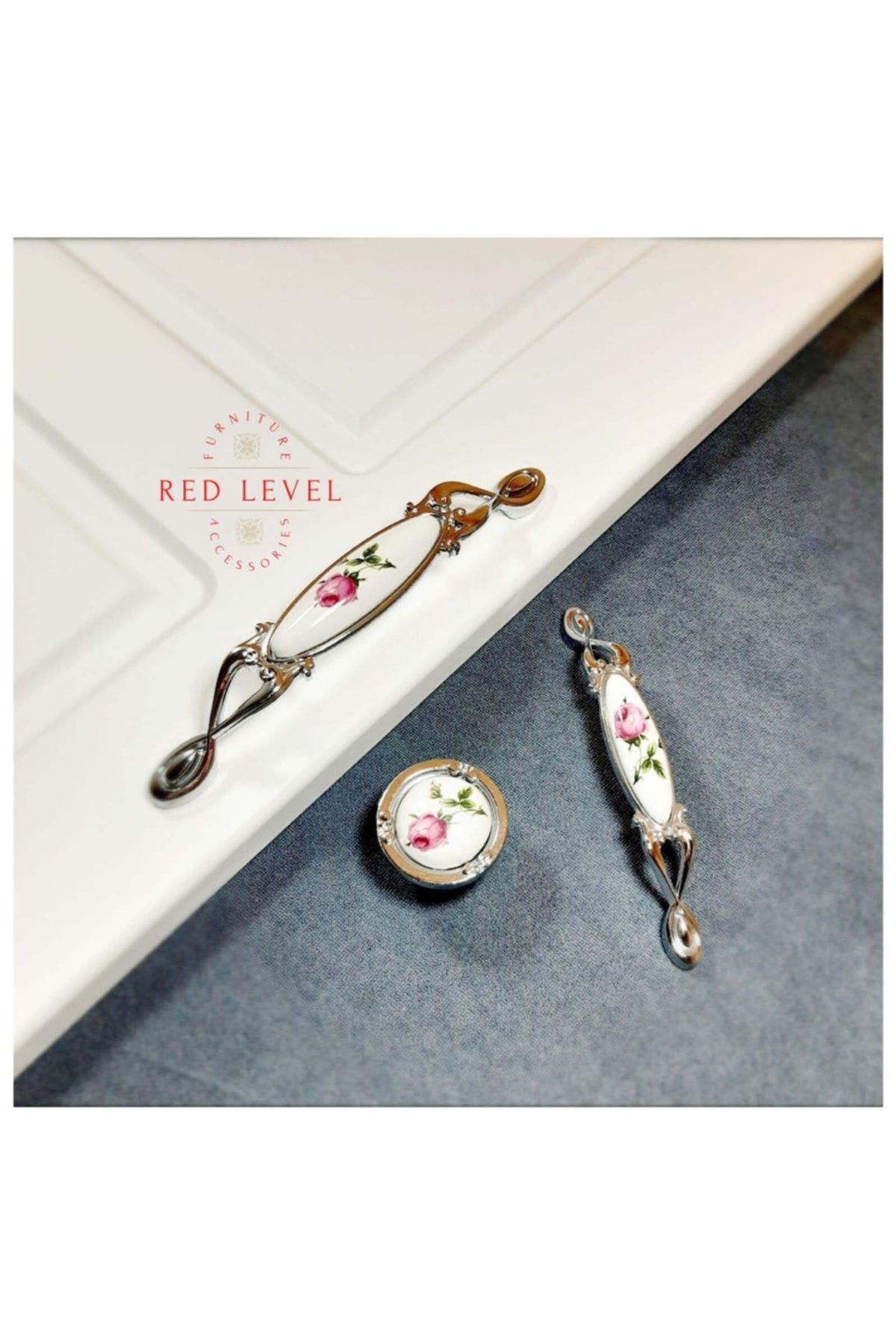 Red Level-Emerald Chrome Button Porcelain Handle Models Cabinet Drawer Furniture Kitchen Handle 125 2