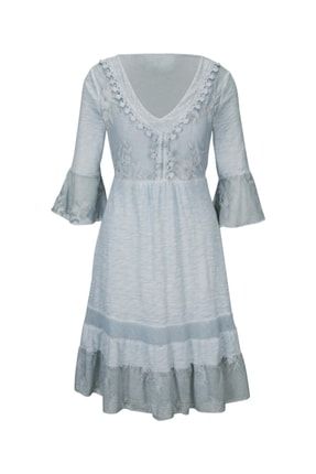 Kadın Açık Mavi Dantelli Elbise - Bga99548351 BAGSTK-41B-1113