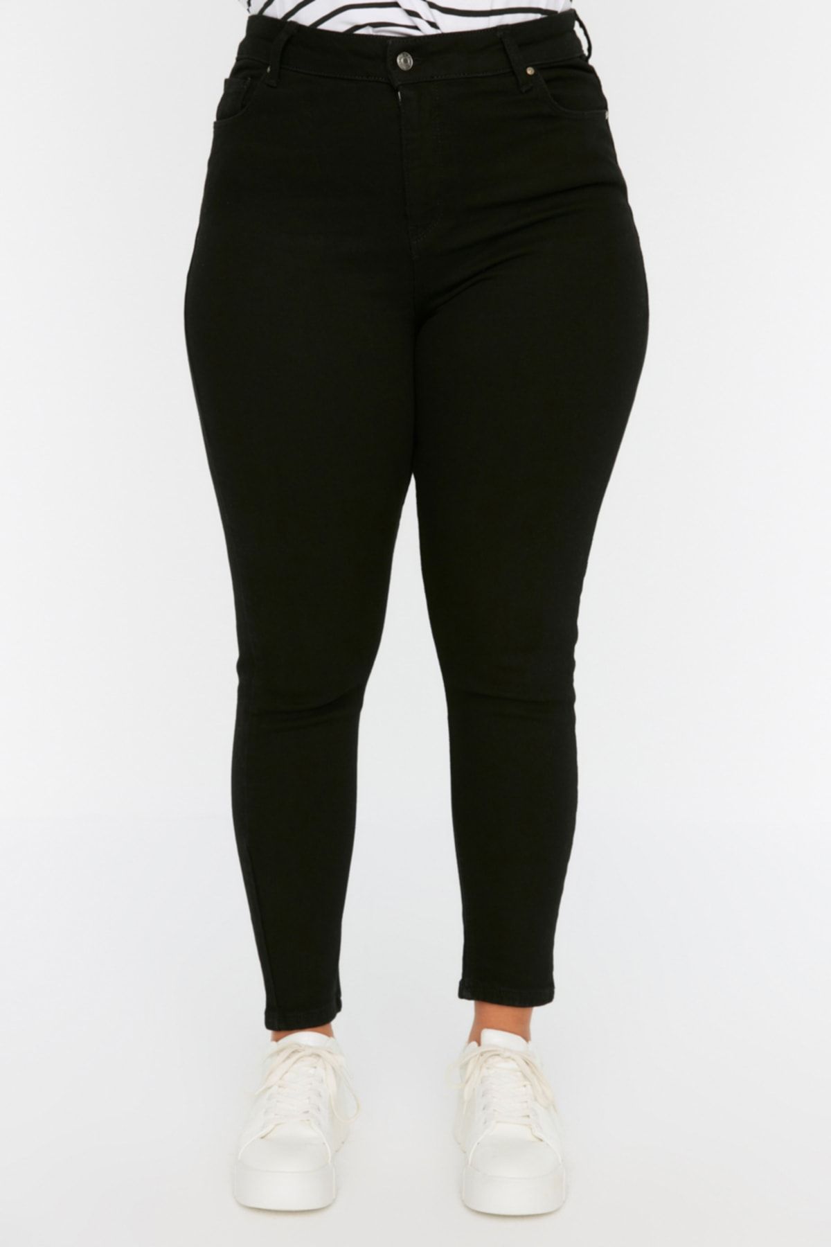 Trendyol Curve-Schwarze, dehnbare Skinny-Jeans mit hoher Taille TBSSS22JE0189 3