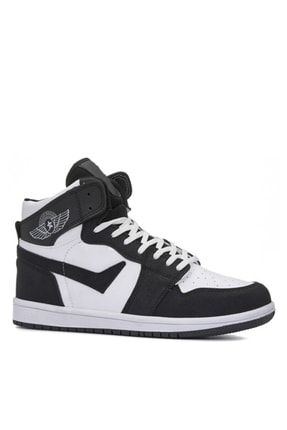 Unisex Boğazlı Spor Ayakkabı Bilekli Sneaker Air Beyaz-siyah Çizgili (36-44) Numara Uzun Boğazlı ymn300