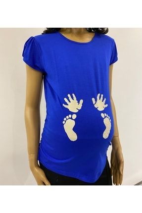 3154-el Ayak Basklı Hamile Esprili T-shirt 12KELTHS016
