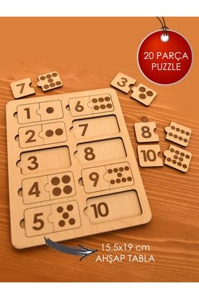 10'lu Ahşap Sayılar Puzzle Ve Eşleştirme Eğitici Oyuncak puzzle