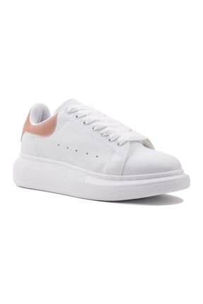 Kadın Beyaz Pudra Sneaker-yüksek Taban 4cm- Günlük Spor Ayakkabı NS.MC