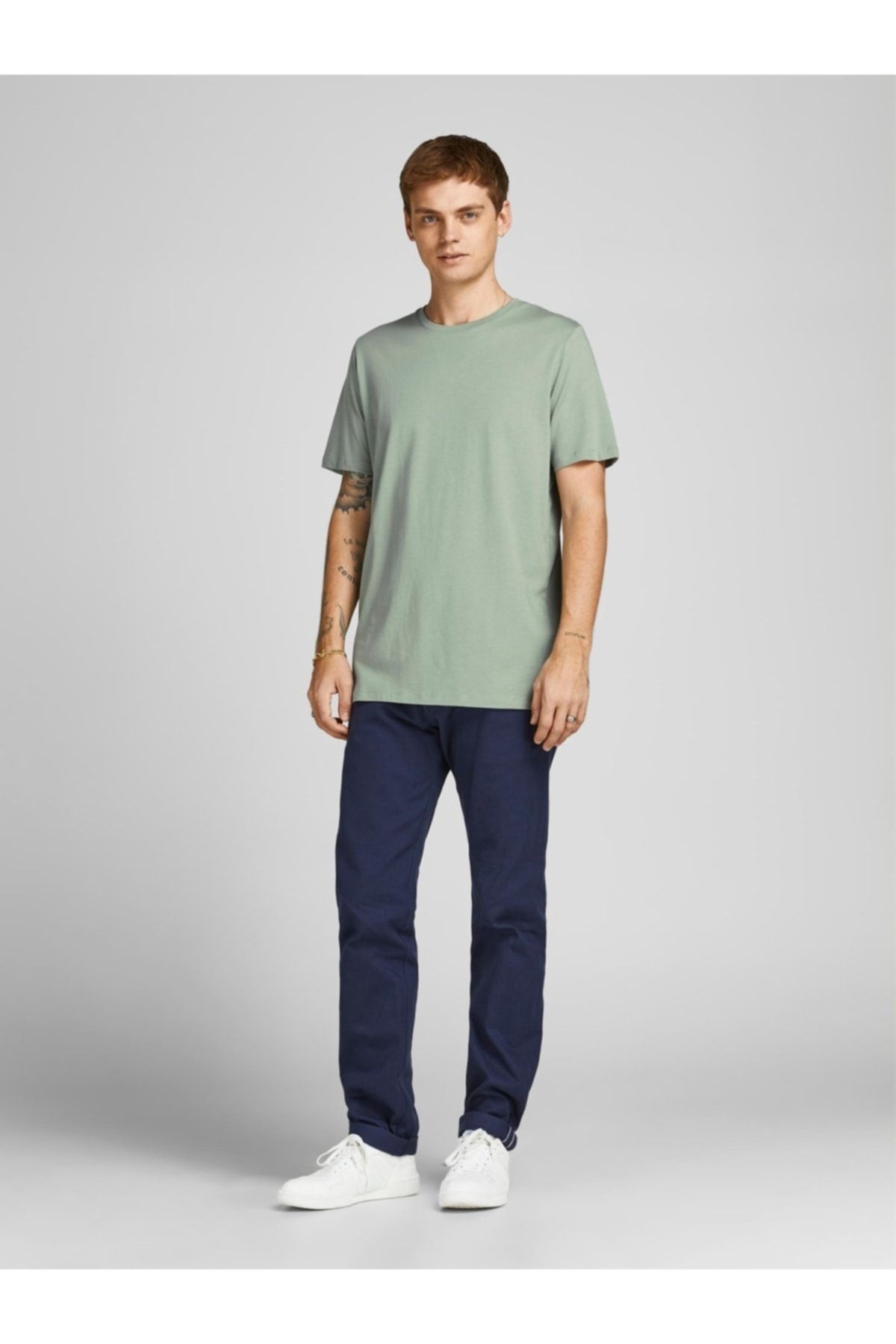 تی شرت خاکستری مردانه Jack Jones اصلی جک جونز ارگانیک 12156101 Jack & Jones