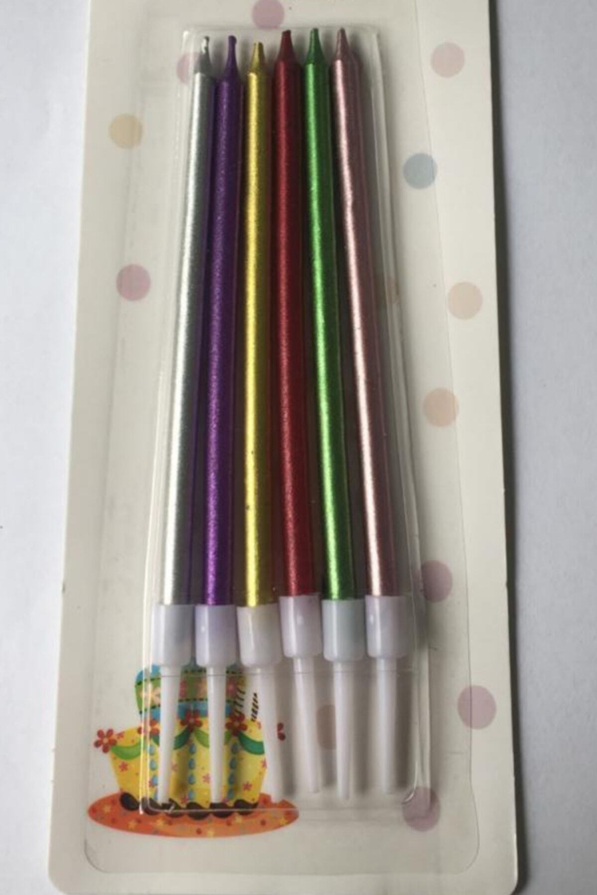 ELGALA Pasta Mumu 6'lı Ince Mum 13 Cm Karışık Renk