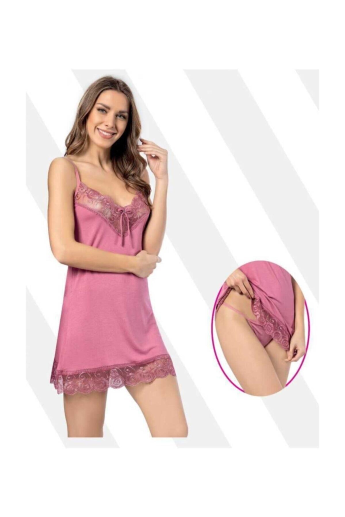 KOTA Ulus Kadın Gecelik Takım Dantelli Yeni Sezon 6204