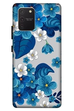 Samsung Galaxy A91 Kılıf Baskılı Mavi Çiçekler Desenli Uyumlu Samsung A91 Kılıf Zpx-Ket-023