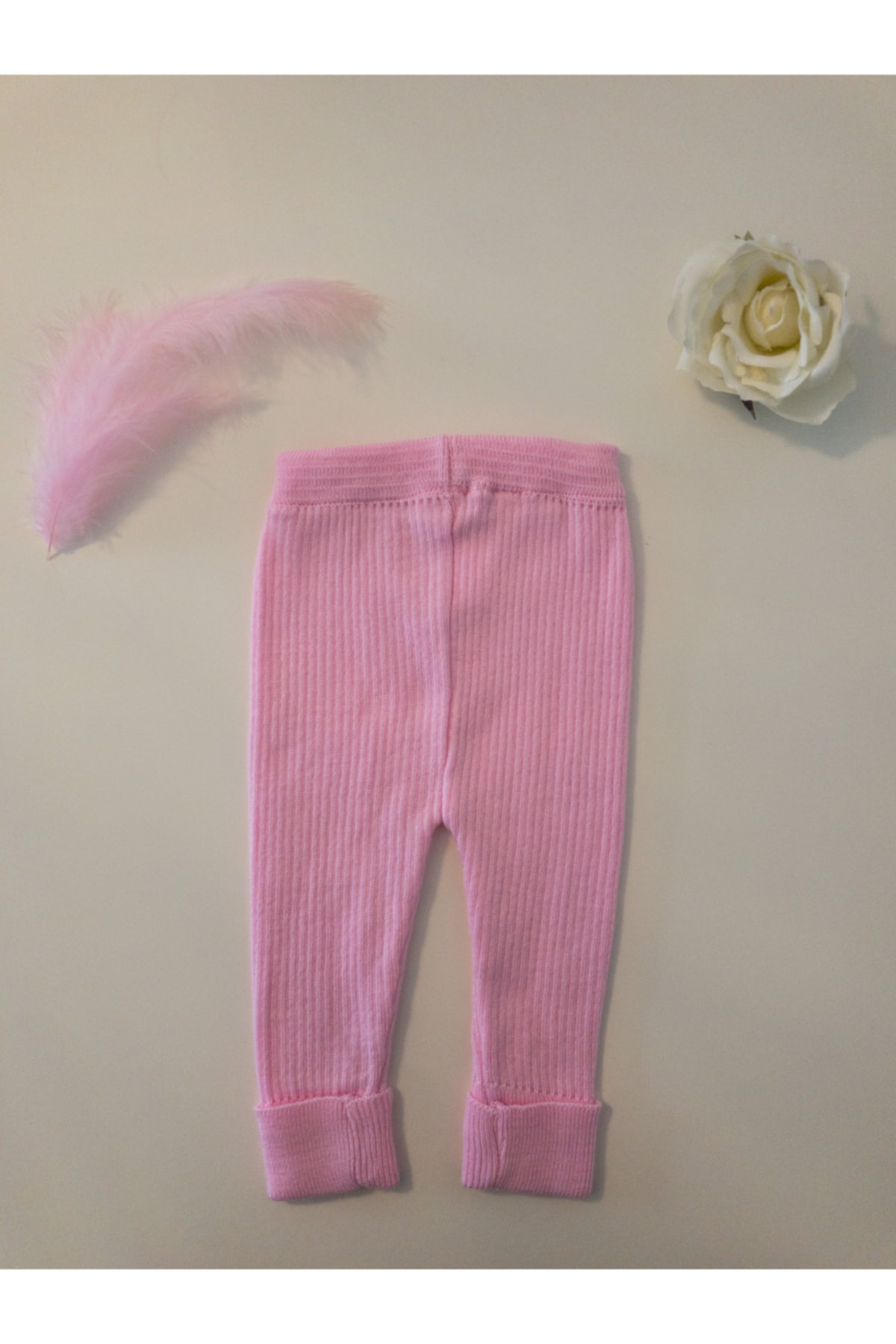 Asya Bebe Düğmeli Fitilli Bebek Çocuk Triko Tayt Açık Pembe fotoğrafı 2 (önizleme)