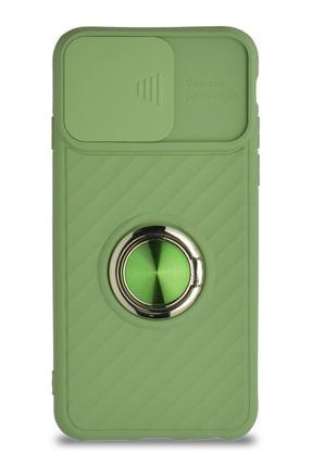 Iphone 6s Uyumlu Kapak Kamera Korumalı Yüzüklü Pastel Silikon Kılıf Açık Yeşil CW_RİNGO_İP6S