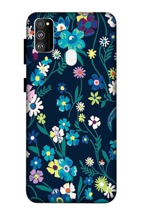 Uyumlu Samsung Galaxy M21 Kılıf Baskılı Mavi Çiçekler Desenli A++ Silikon - 8834 Samsung M21 Kılıf Dst-Ket-023