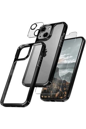 Iphone 13 Mini Tam Koruma Paket Temperli Cam Ekran Koruyucu Kamera Lens Koruma Defender Kılıf IPH13MN