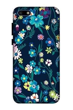 Huawei Y5 2018 Kılıf Baskılı Mavi Çiçekler Desenli A++ Silikon - 8834 Y5 2018 Kılıf Dst-Ket-023
