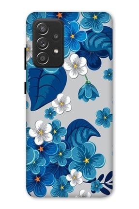 Samsung Galaxy A52 Kılıf Baskılı Mavi Çiçekler Desenli A++ Silikon - 8835 Samsung A52 Kılıf Dst-Ket-023