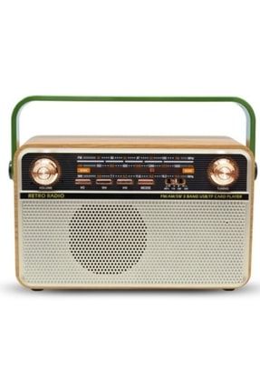 Ahşap Portatif Nostalji Radyo Bt Usb Aux Kumandalı Radyo Md-505bt MD-505BT