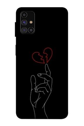 Samsung Galaxy M31s Uyumlu Kılıf Baskılı El Kırık Kalp Desenli A++ Silikon - 8851 Samsung M31s Kılıf Zpx-Ket-024