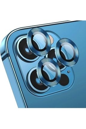 Iphone 12 Pro Kamera Koruyucu Lens Mercek Metal Çerçeveli 3lü Set Mavi Blue Uyumlu TYC00374934632