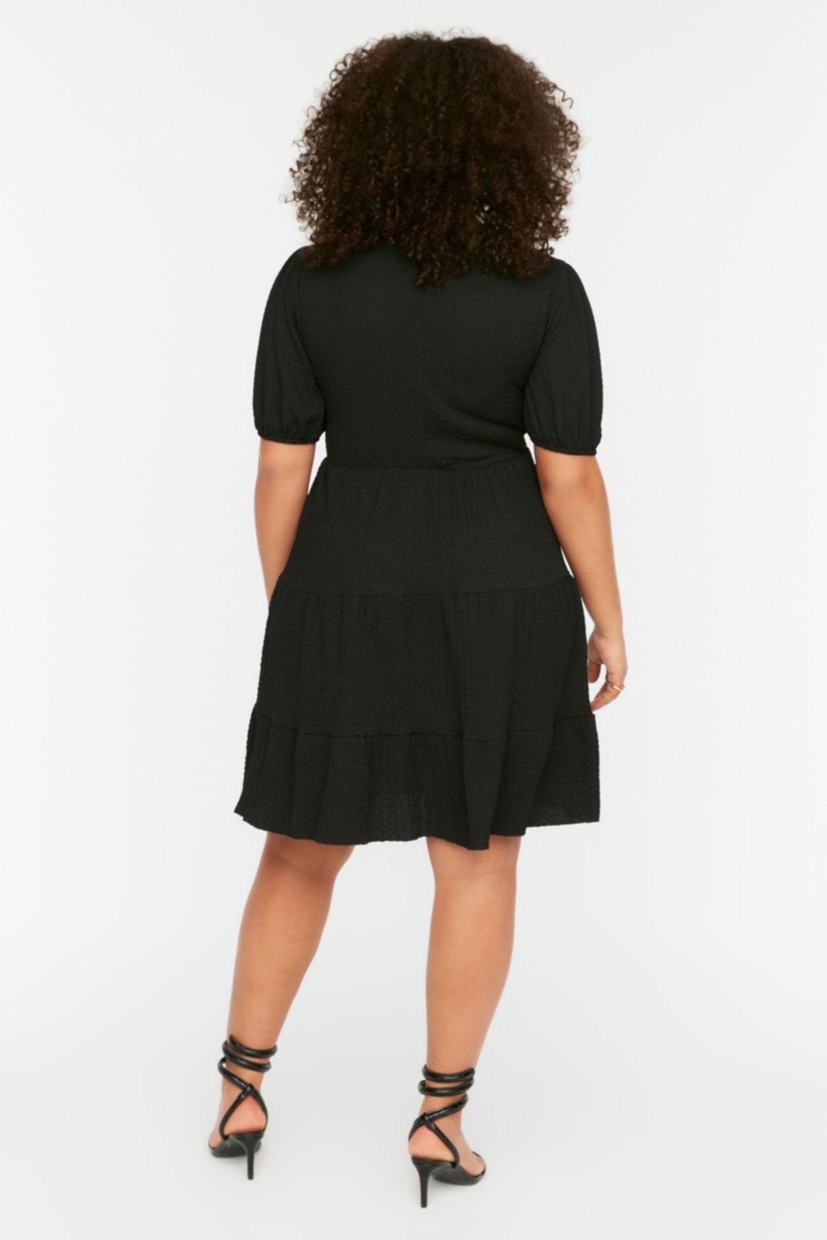 Trendyol Curve-Rochie tricotată de mărime mare, cu decolteu în V, cu închidere dublu, TBBSS22EL2987 5