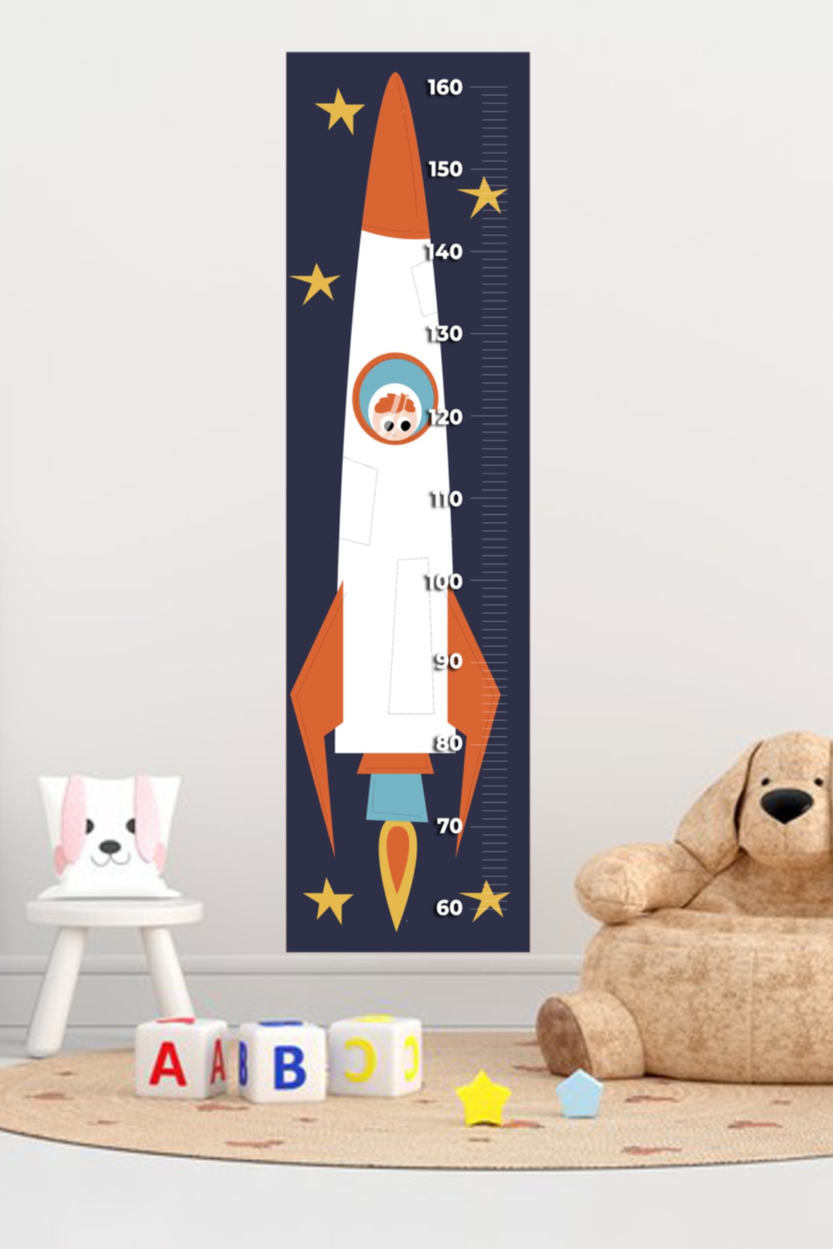 Roket Baskılı Boy Ölçer Sticker 110x30 Cm