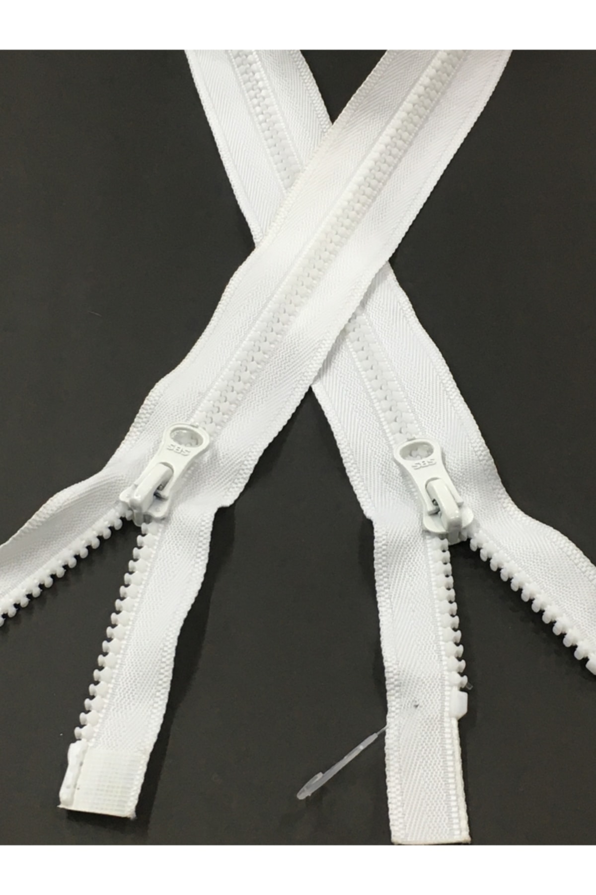 Coat Zipper Double Way 75 Cm White Bone Teeth 1123