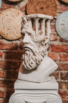 Olimposlu Zeus Heykeli Eskitme, Zeus Büst Heykeli, Zeus Biblo, Ofis Dekorasyonu, Yeni Yıl Hediyesi EllaSanat52