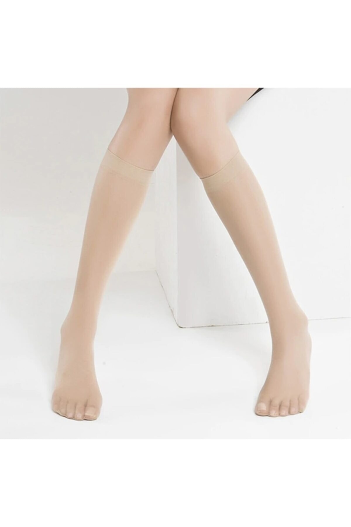 Meguca Socks Kadın Ten Rengi Fit 15 Parlak Ince Dizaltı Çorap 2 Çift