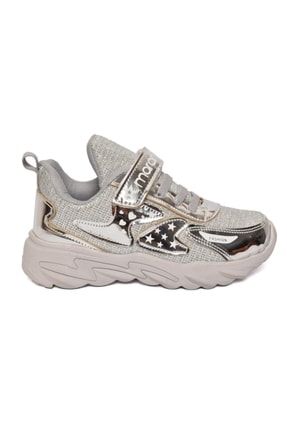 Gümüş - Kız Çocuk Parlak Simli Spor Ayakkabı Sneaker MRD0375