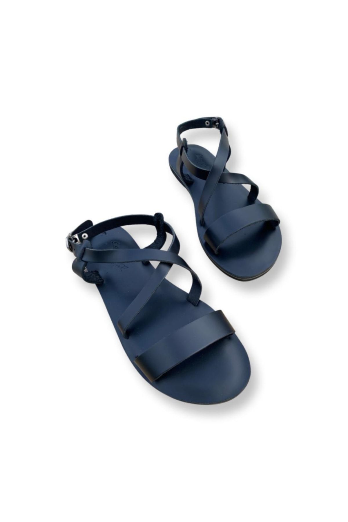 صندل سیاه زنانه های چرمی واقعی M2031 DaphneSandals