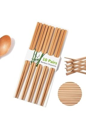Organik Bambu Çin Çubuğu Chop Sticks 10 Çift 1360376