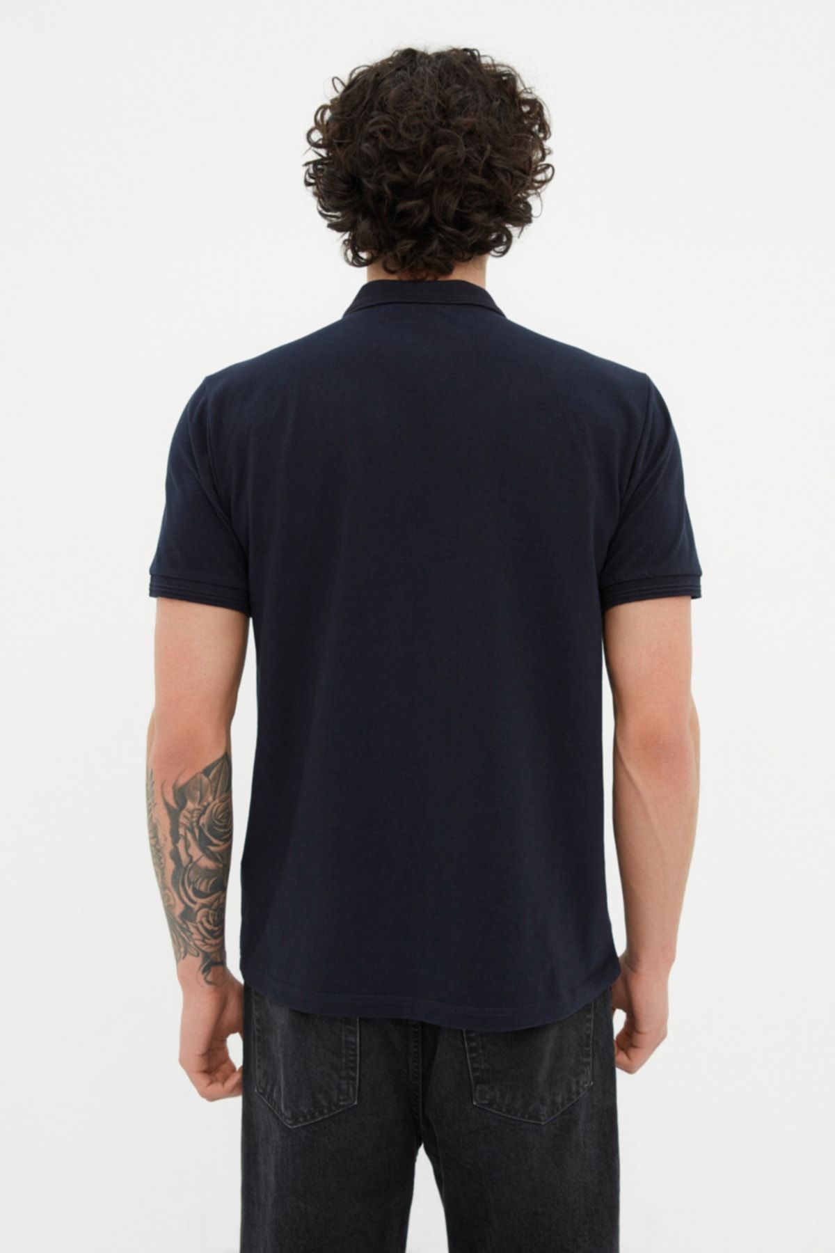 Kolekcia Trendyol-Námornícke modré tričko Slim Cut Polo Neck 100% bavlna TMNSS20PO0009 7