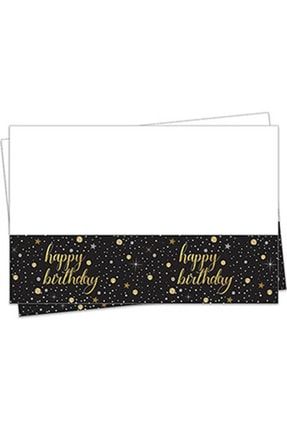 Işıltılı Siyah Gold Happy Brıthday Plastik Kullan At Masa Örtüsü Doğum Günü Parti PMÖ020