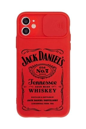 Iphone 11 Jack Daniels Desenli Siyah Kamera Sürgülü Telefon Kılıfı EAJD