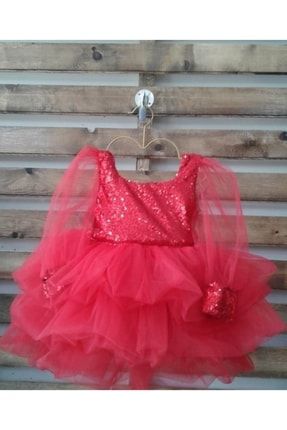 Kırmızı Payet Elbise Krmz957