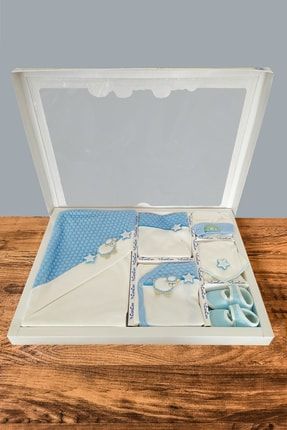Erkek Bebek Hastane Çıkışı 10 Parça Yeni Doğan Bebek Kıyafeti Mavi Doğal Pamuklu Bebek Giyim Seti 869889