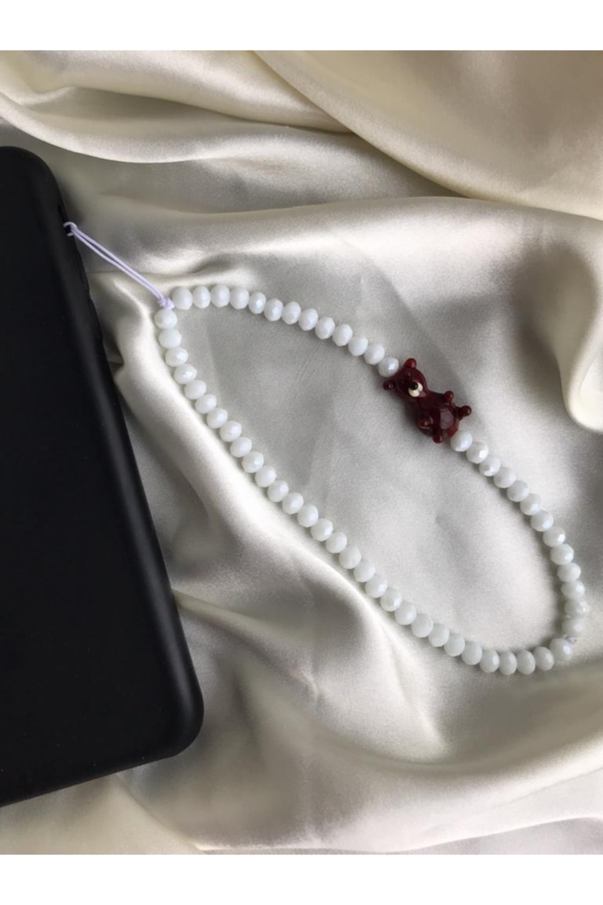 Bear Glass Murano And Crystal Bead Detailed Phone Charm Phone Strap