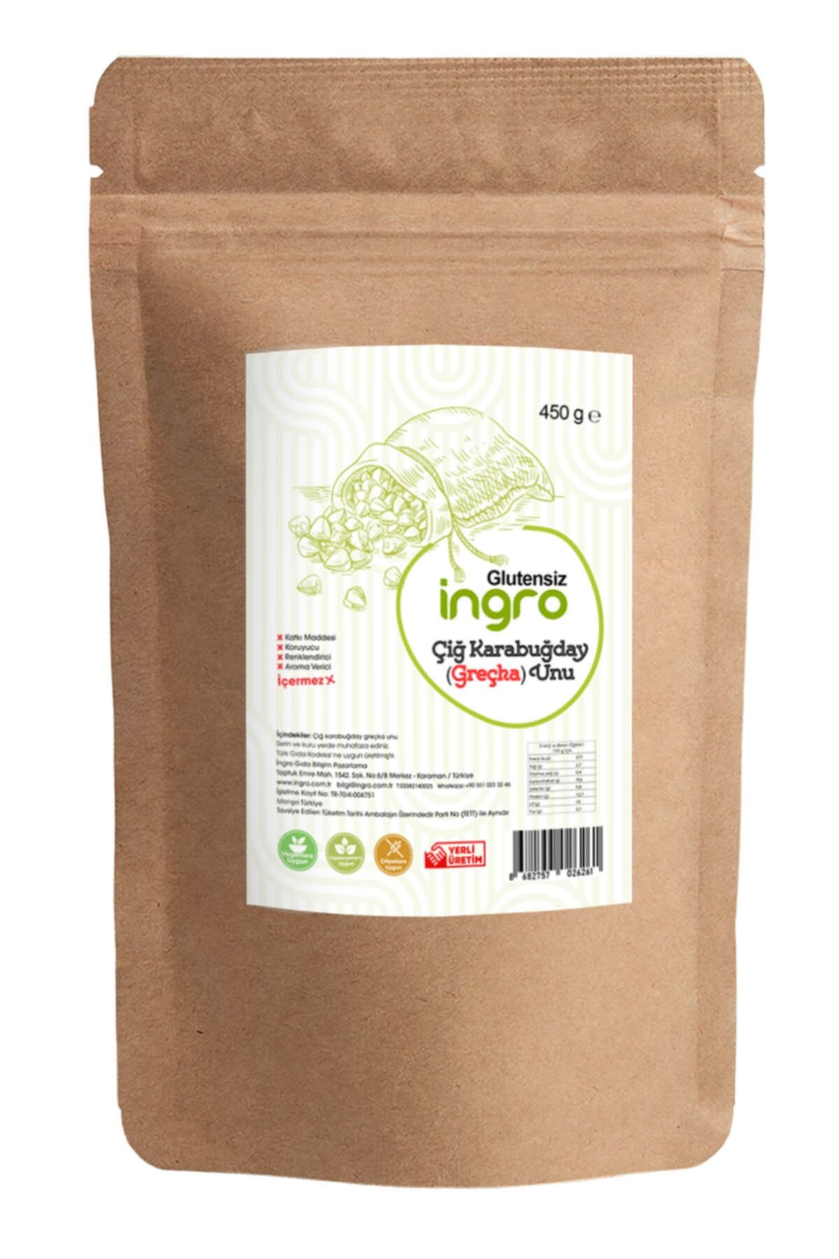 İngro Glutensiz Çiğ Karabuğday Unu (greçka Unu) 450 G