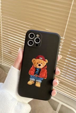 Iphone 12 Pro Uyumlu Kılıf Teddy Bear Desenli Kamera Ve Lens Korumalı Arka Kapak 12P-BEAR