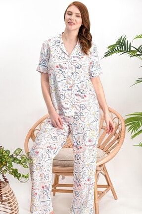 Kadın Krem Gömlek Pijama Takımı AR741-S