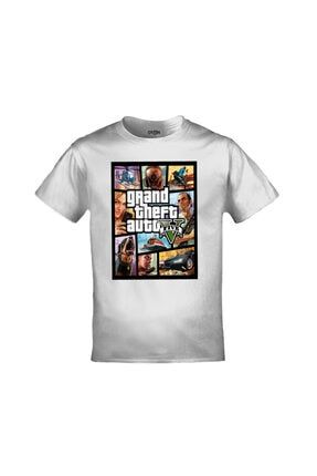 Unisex Beyaz Grand Theft Auto Gta 5 Oyun Baskılı Tshirt ORJ-TM-298